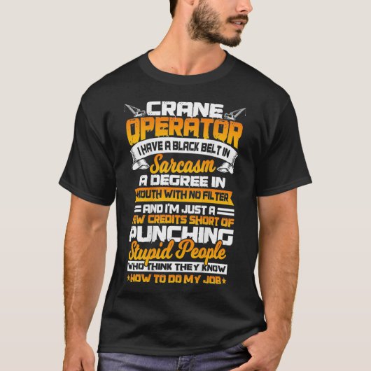 Crane operator geeft design achter kleding t-shirt (Voorkant)
