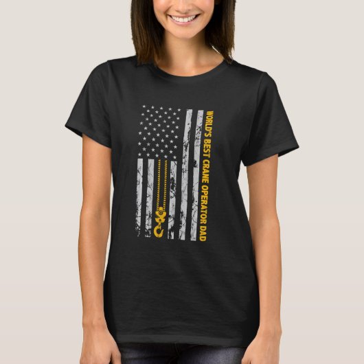 Crane Operator Hook American Flag World S Best Lin T-shirt (Voorkant)