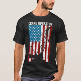 Crane Operator Lifting Hook Patriotic American USA T-shirt