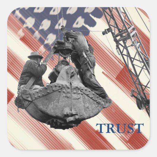 Crane Operator Northwest Crane USA Flag Trust Vierkante Sticker (Voorkant)