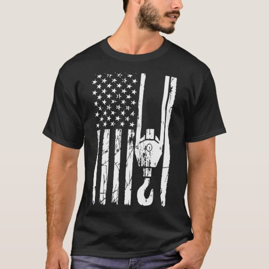 Crane Operator Patriotic American Flag T-shirt (Voorkant)