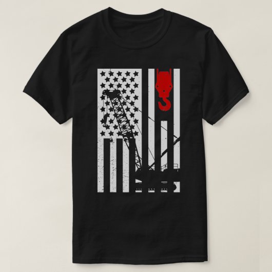 Crane Operator Tshirt US Flag Mannen Heavy Equipme (Design voorkant)