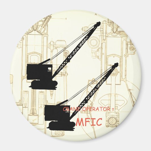 Crane operator = VINTAGE CRAWLER CRANE black Magneet (Voorkant)