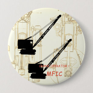 Crane operator = VINTAGE CRAWLER CRANE Ronde Button 4,0 Cm