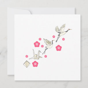 Crane Origami Japanse Cultuur Vogelvogels die naar Kaart