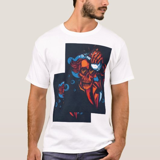🔥 Crâne rouge artistique – Design de feu 🔥 T-shirt (Voorkant)