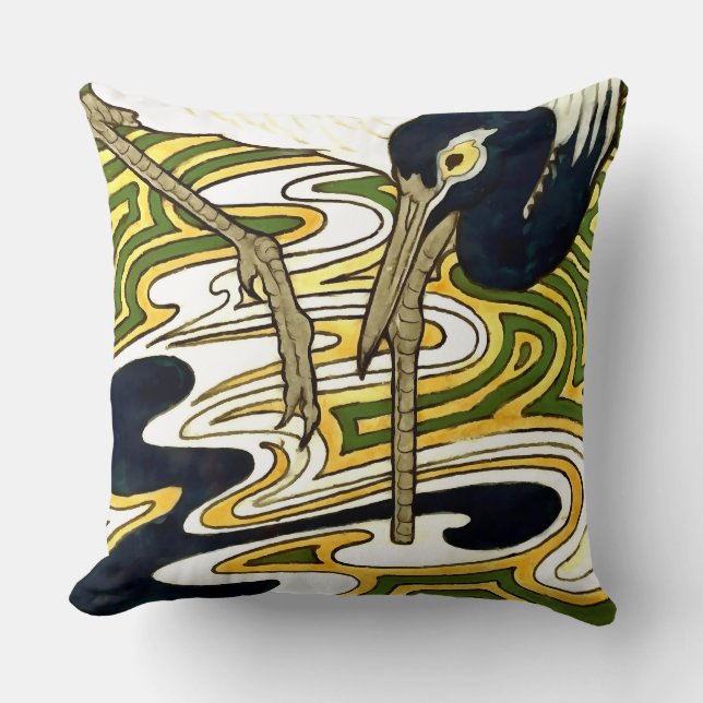 Crane Tile van 1800s Crane and Columbine Panel Kussen (Voorkant)