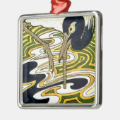 Crane Tile van 1800s Crane and Columbine Panel Metalen Ornament (Links)