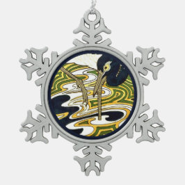 Crane Tile van 1800s Crane and Columbine Panel Tin Sneeuwvlok Ornament