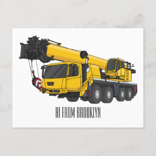 Crane truck cartoon illustratie briefkaart