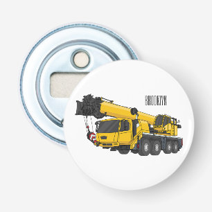 Crane truck cartoon illustratie button flesopener