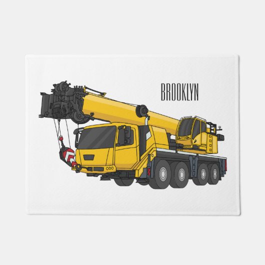 Crane truck cartoon illustratie deurmat (Voorkant)