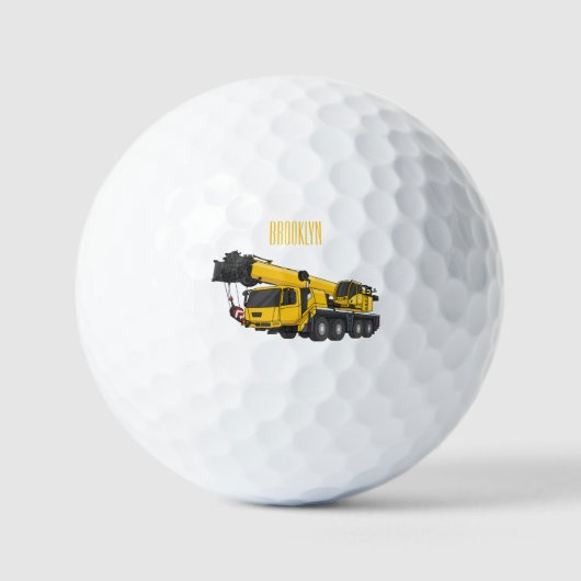 Crane truck cartoon illustratie golfballen (Voorkant)