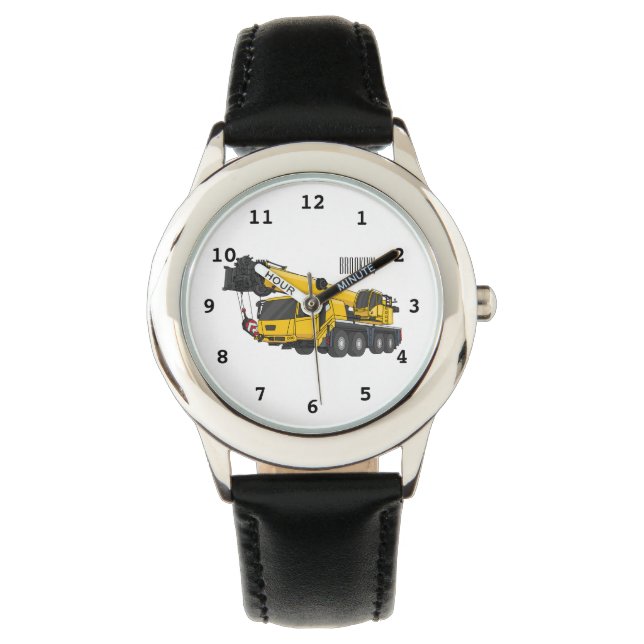 Crane truck cartoon illustratie horloge (Voorkant)