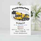 Crane truck cartoon illustratie kaart (Staand voorkant)