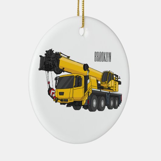 Crane truck cartoon illustratie keramisch ornament (Rechts)