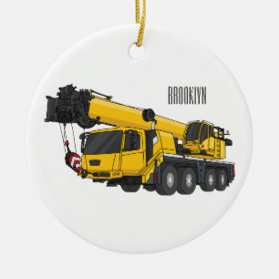 Crane truck cartoon illustratie keramisch ornament