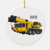 Crane truck cartoon illustratie keramisch ornament (Achterkant)