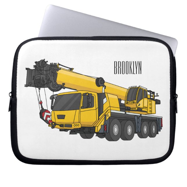 Crane truck cartoon illustratie laptop sleeve (Voorkant)