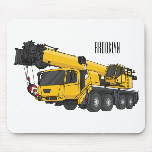 Crane truck cartoon illustratie muismat (Voorkant)