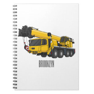 Crane truck cartoon illustratie notitieboek