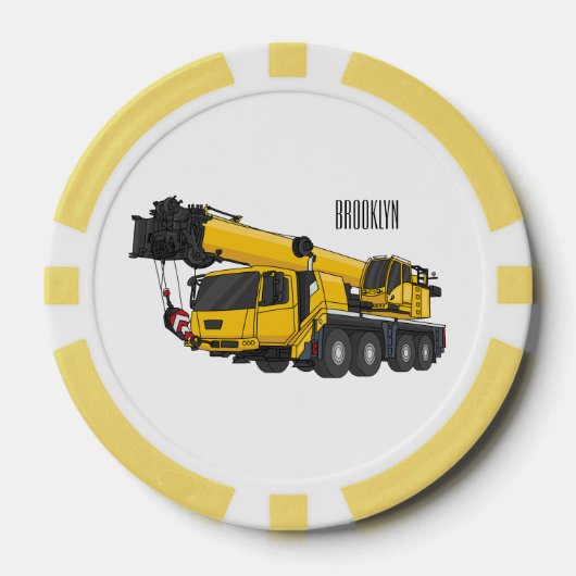 Crane truck cartoon illustratie poker chips (Voorkant)