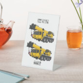 Crane truck cartoon illustratie reclamebord met voetstuk (Insitu)