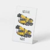 Crane truck cartoon illustratie reclamebord met voetstuk (Voorkant)