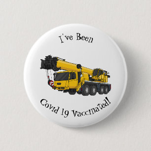 Crane truck cartoon illustratie ronde button 5,7 cm