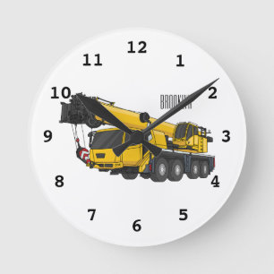 Crane truck cartoon illustratie ronde klok