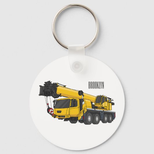 Crane truck cartoon illustratie sleutelhanger (Voorkant)