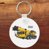 Crane truck cartoon illustratie sleutelhanger (Voorkant)
