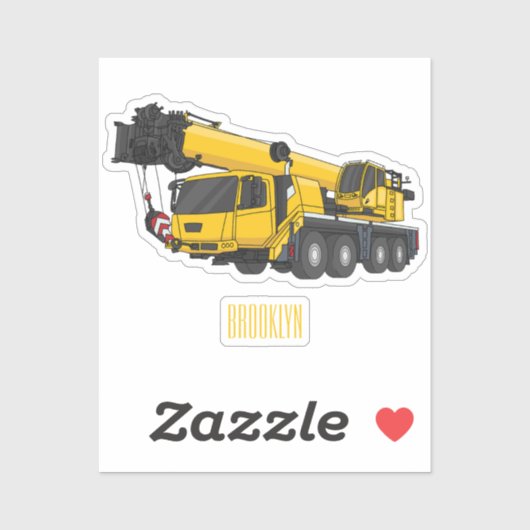 Crane truck cartoon illustratie sticker (Vel)