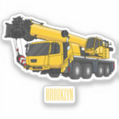 Crane truck cartoon illustratie sticker (Voorkant)