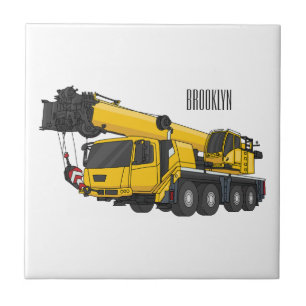 Crane truck cartoon illustratie tegeltje