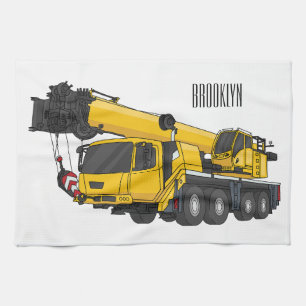 Crane truck cartoon illustratie theedoek