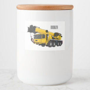Crane truck cartoon illustratie voedselcontainer etiket