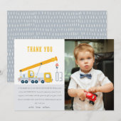 Crane Truck Construction Vehicle Foto Birthday Bedankkaart (Voorkant / Achterkant)