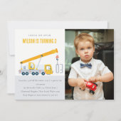 Crane Truck Construction Vehicle Foto Birthday Kaart (Voorkant)