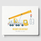 Crane Truck Construction Vehicle Kids Birthday Gastenboek (Voorkant)