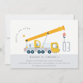 Crane Truck Construction Vehicle Kids Birthday Kaart (Voorkant)