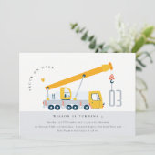 Crane Truck Construction Vehicle Kids Birthday Kaart (Staand voorkant)
