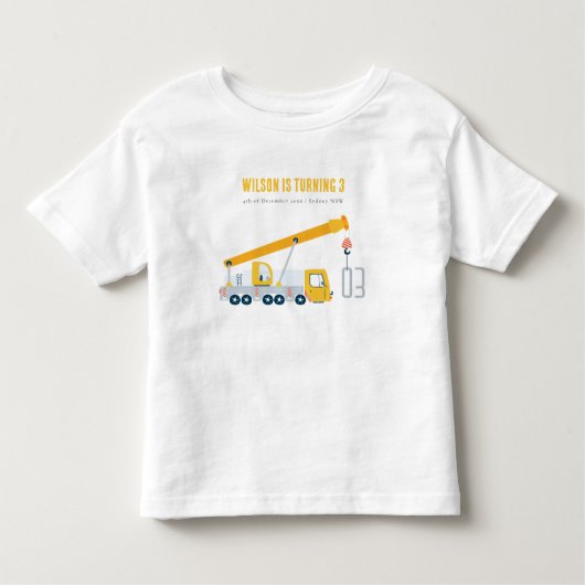 Crane Truck Construction Vehicle Kids Birthday Kinder Shirts (Voorkant)