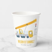 Crane Truck Construction Vehicle Kids Birthday Papieren Bekers (Achterkant)