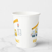 Crane Truck Construction Vehicle Kids Birthday Papieren Bekers (Rechts)