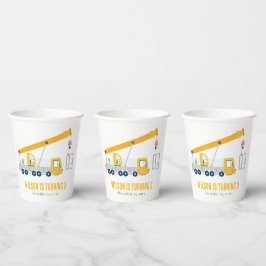 Crane Truck Construction Vehicle Kids Birthday Papieren Bekers