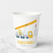 Crane Truck Construction Vehicle Kids Birthday Papieren Bekers (Voorkant)