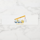 Crane Truck Construction Vehicle Kids Birthday Waterfles Etiket (Enkel label)