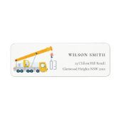 Crane Truck Construction Vehicle Kinder Address Etiket (Voorkant)