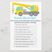 Crane Truck Nursery Rhyme Quiz baby shower game (Voorkant)